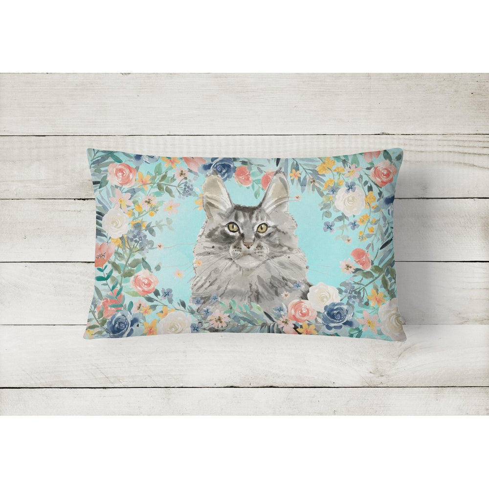 Maine Coon Spring Flowers Canvas Fabric Decorative Pillow Image 2