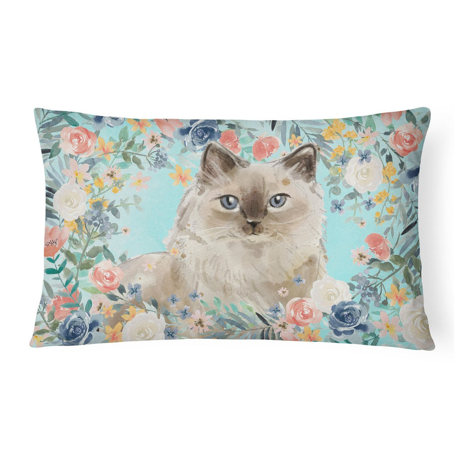 Ragdoll Spring Flowers Canvas Fabric Decorative Pillow Image 1