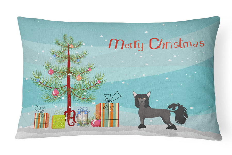 Chinese Crested Christmas Tree Canvas Fabric Decorative Pillow Image 1