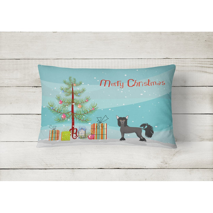 Chinese Crested Christmas Tree Canvas Fabric Decorative Pillow Image 2