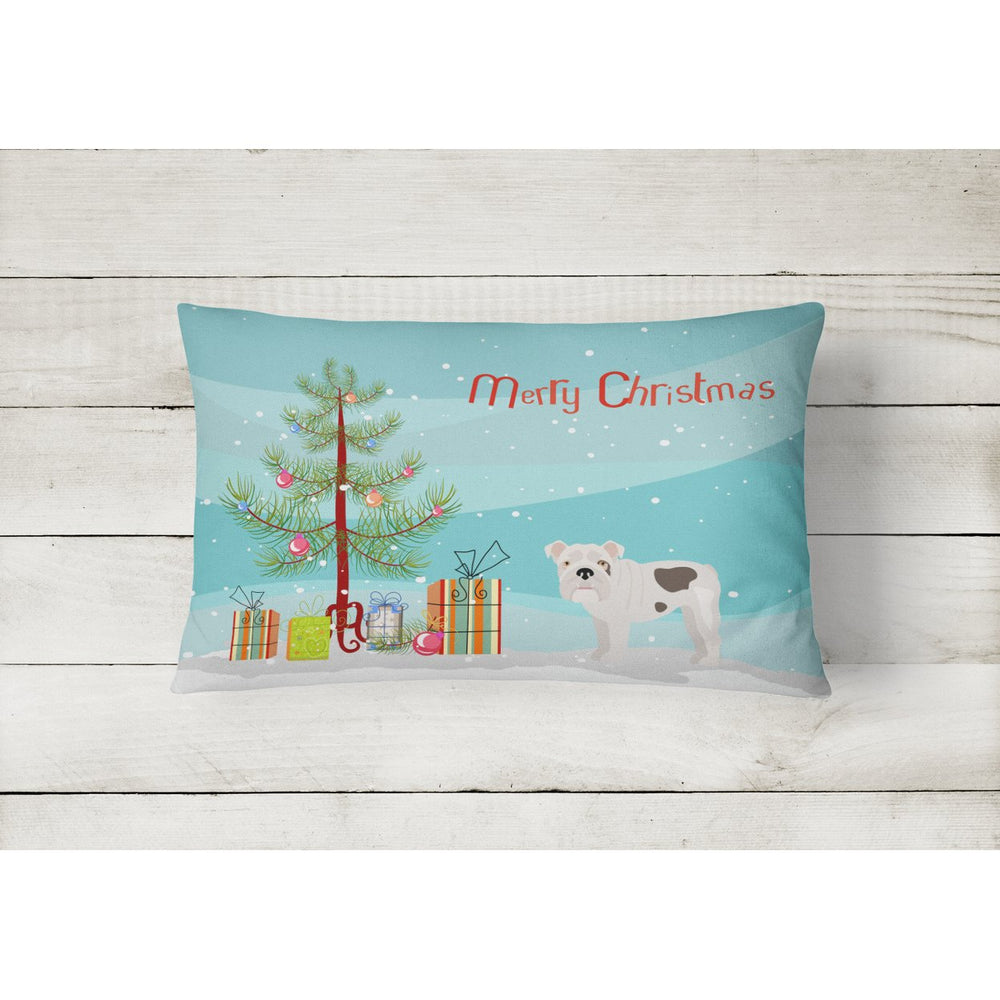 Bulldog, English Bulldog Christmas Tree Canvas Fabric Decorative Pillow Image 2