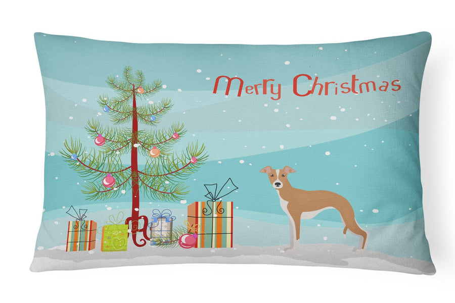 Italian Greyhound Christmas Tree Canvas Fabric Decorative Pillow Image 1