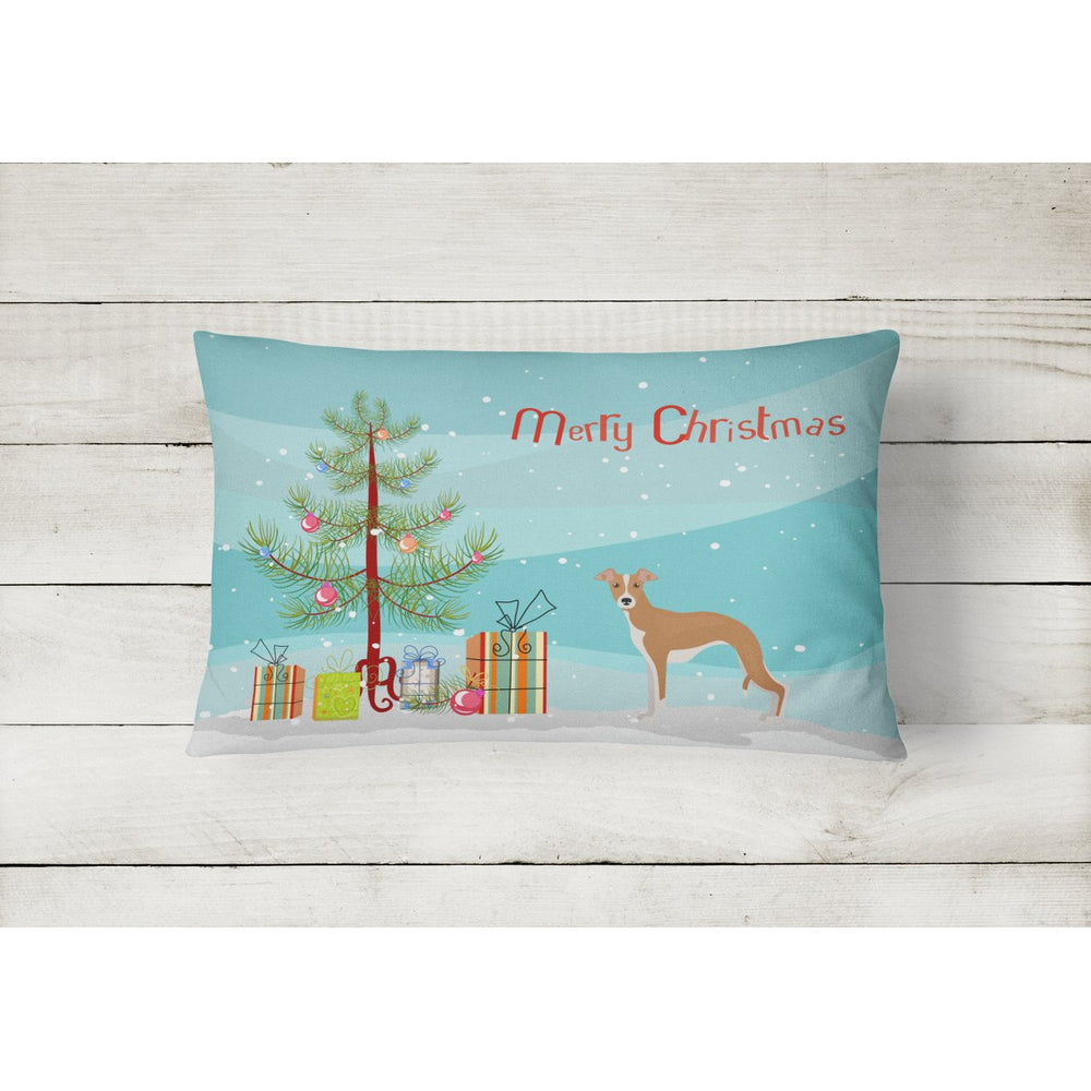 Italian Greyhound Christmas Tree Canvas Fabric Decorative Pillow Image 2