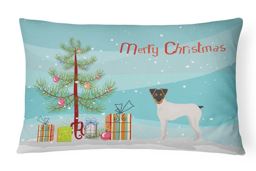 Japanese Terrier Christmas Tree Canvas Fabric Decorative Pillow Image 1