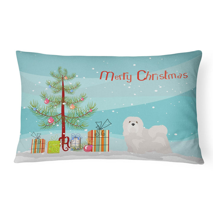 White Lhasa Apso Christmas Tree Canvas Fabric Decorative Pillow Image 1