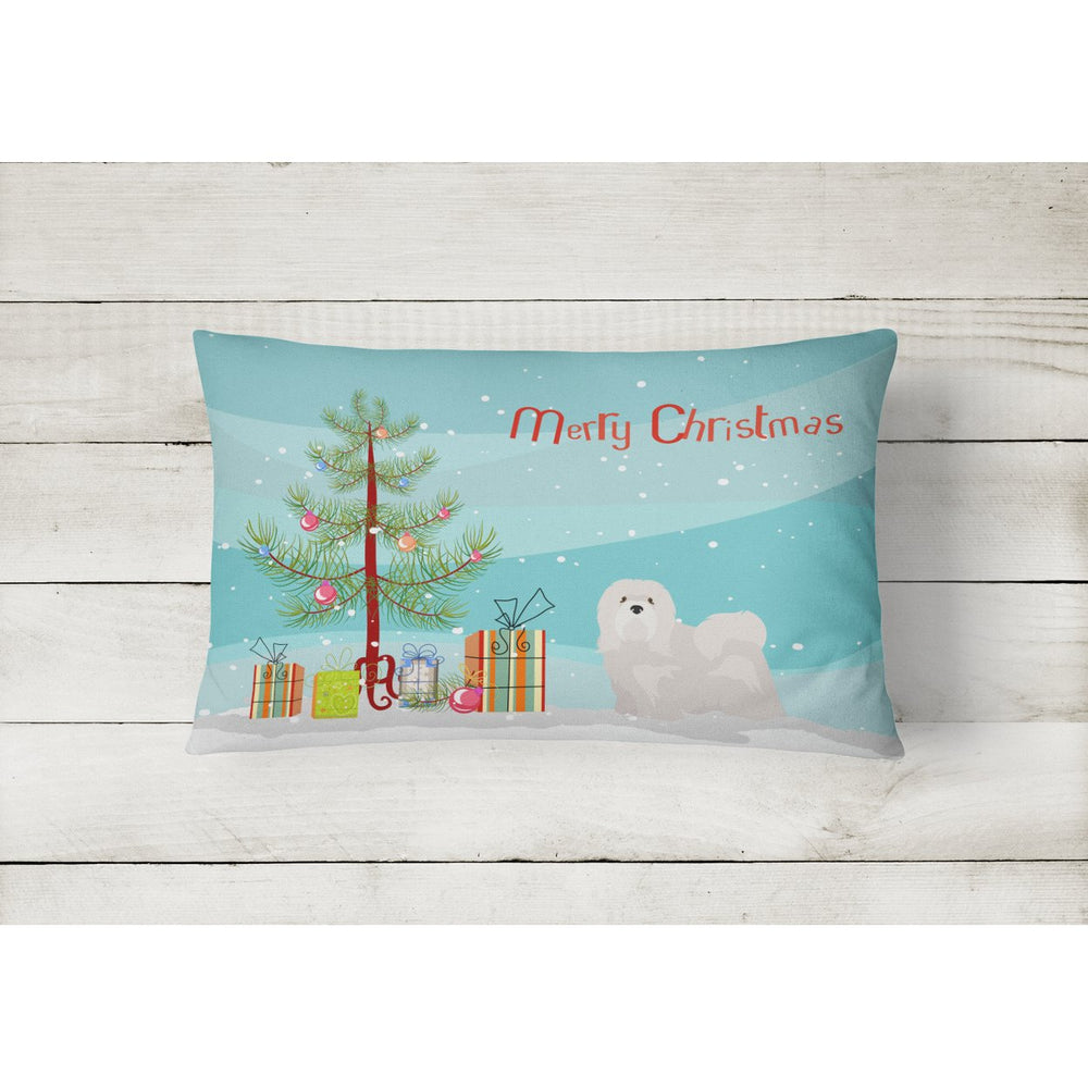 White Lhasa Apso Christmas Tree Canvas Fabric Decorative Pillow Image 2