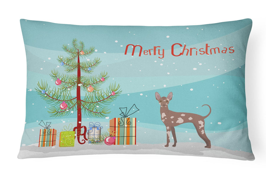 Mexican Hairless Dog Christmas Tree Canvas Fabric Decorative Pillow Image 1