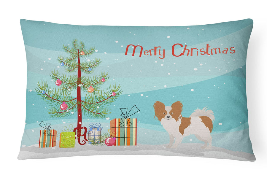 Papillon Christmas Tree Canvas Fabric Decorative Pillow Image 1