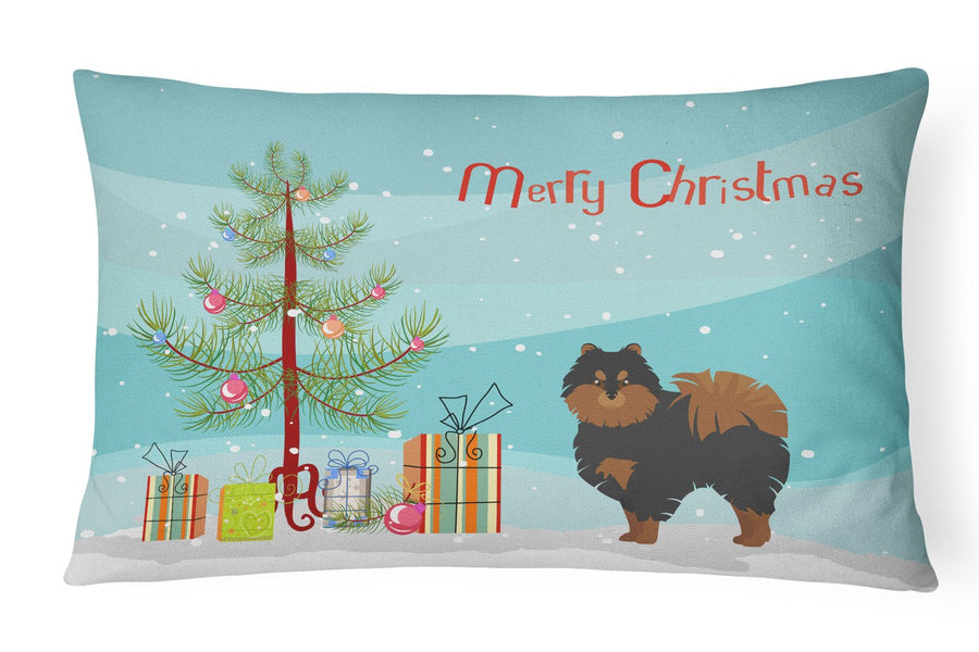 Pomeranian Christmas Tree Canvas Fabric Decorative Pillow Image 1