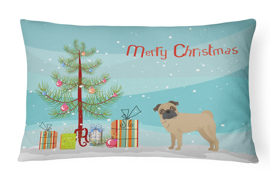 Pug Christmas Tree Canvas Fabric Decorative Pillow Image 1