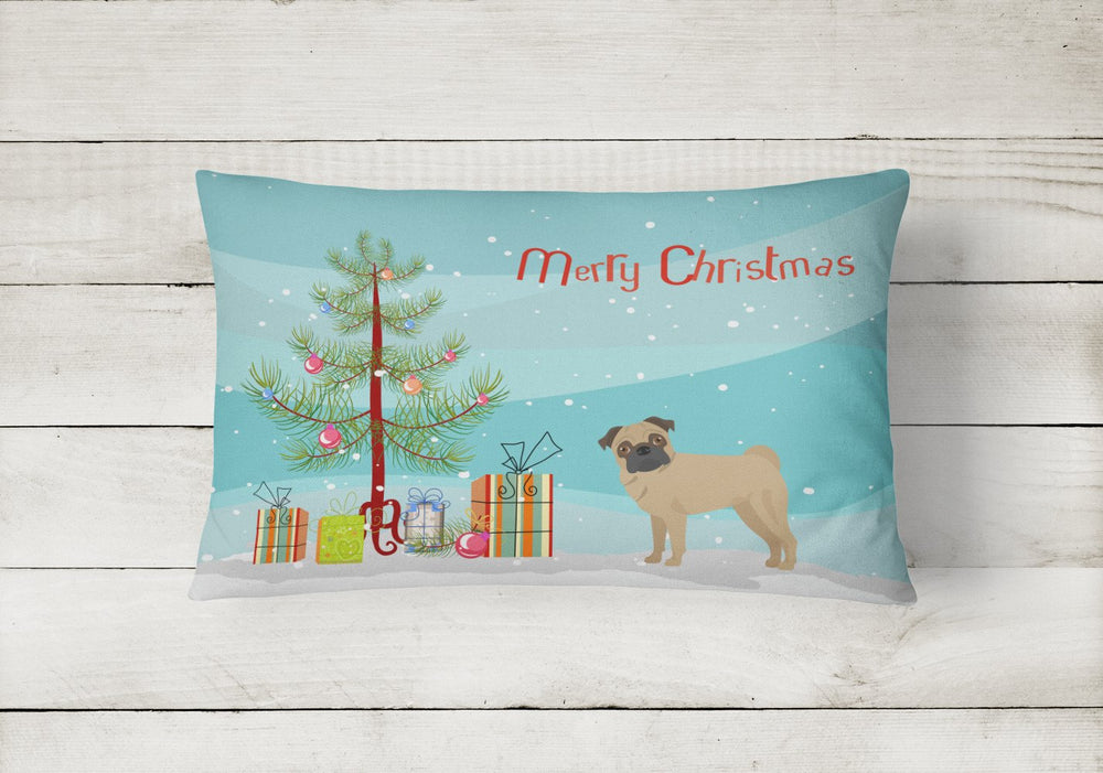 Pug Christmas Tree Canvas Fabric Decorative Pillow Image 2