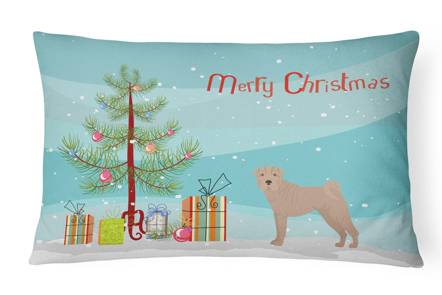 Shar Pei Christmas Tree Canvas Fabric Decorative Pillow Image 1