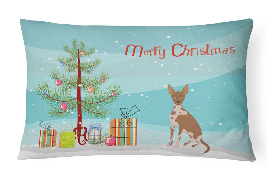 Tan Abyssinian or African Hairless Dog Christmas Tree Canvas Fabric Decorative Pillow Image 1