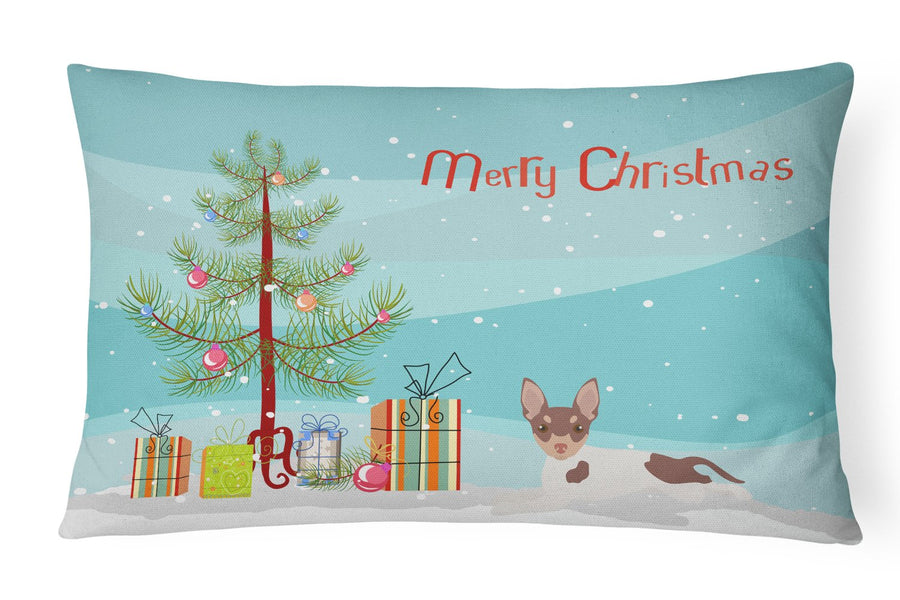 Toy Fox Terrier Christmas Tree Canvas Fabric Decorative Pillow Image 1