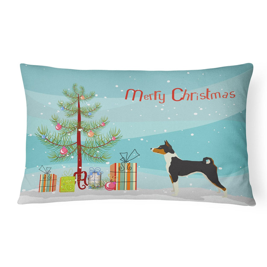 Basenji Christmas Tree Canvas Fabric Decorative Pillow Image 1