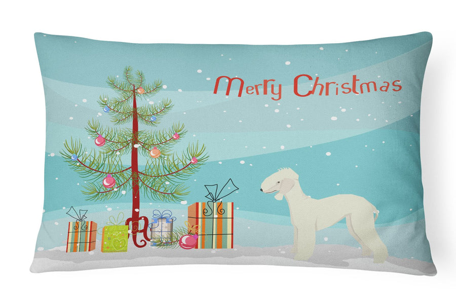 Bedlington Terrier Christmas Tree Canvas Fabric Decorative Pillow Image 1