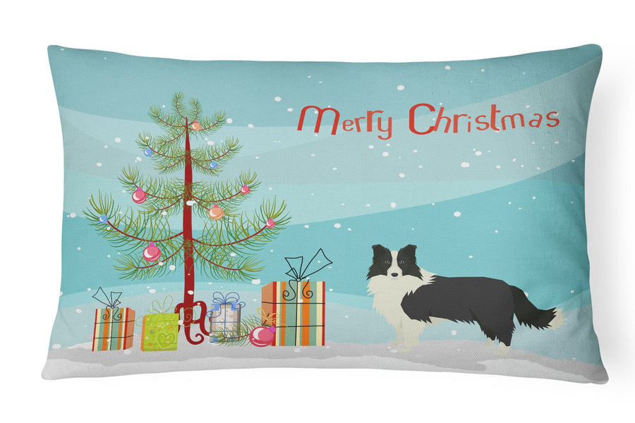 Border Collie Christmas Tree Canvas Fabric Decorative Pillow Image 1