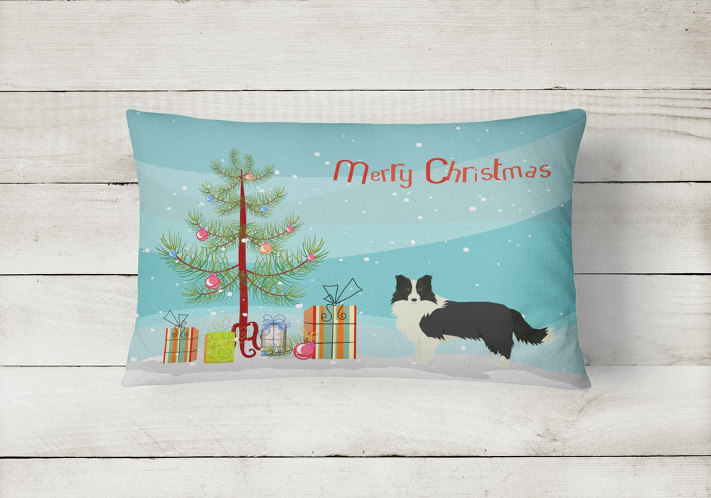 Border Collie Christmas Tree Canvas Fabric Decorative Pillow Image 2