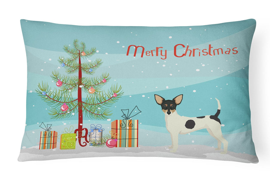 Toy Fox Terrier Christmas Tree Canvas Fabric Decorative Pillow Image 1