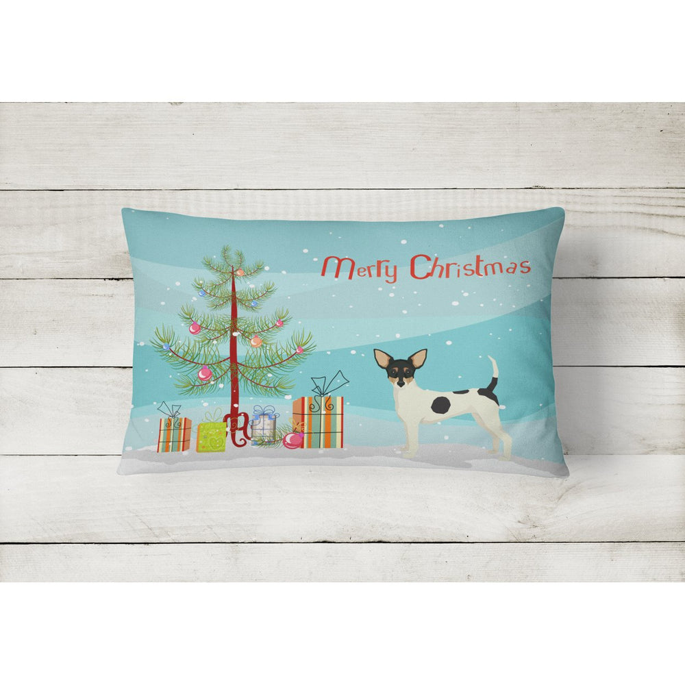 Toy Fox Terrier Christmas Tree Canvas Fabric Decorative Pillow Image 2