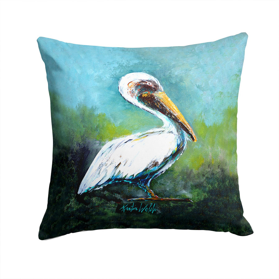 Blue Stand White Pelican Fabric Decorative Pillow Image 1