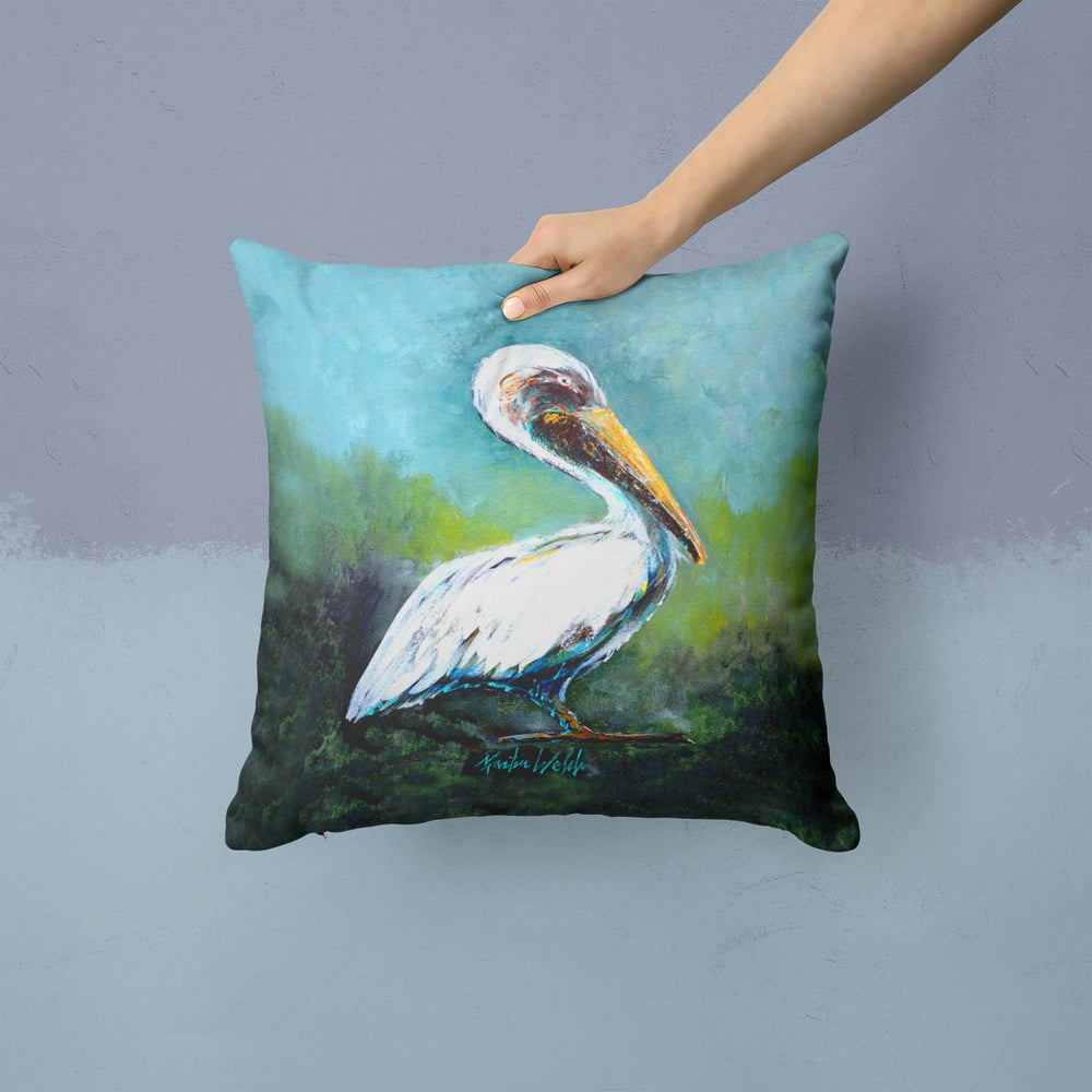 Blue Stand White Pelican Fabric Decorative Pillow Image 2