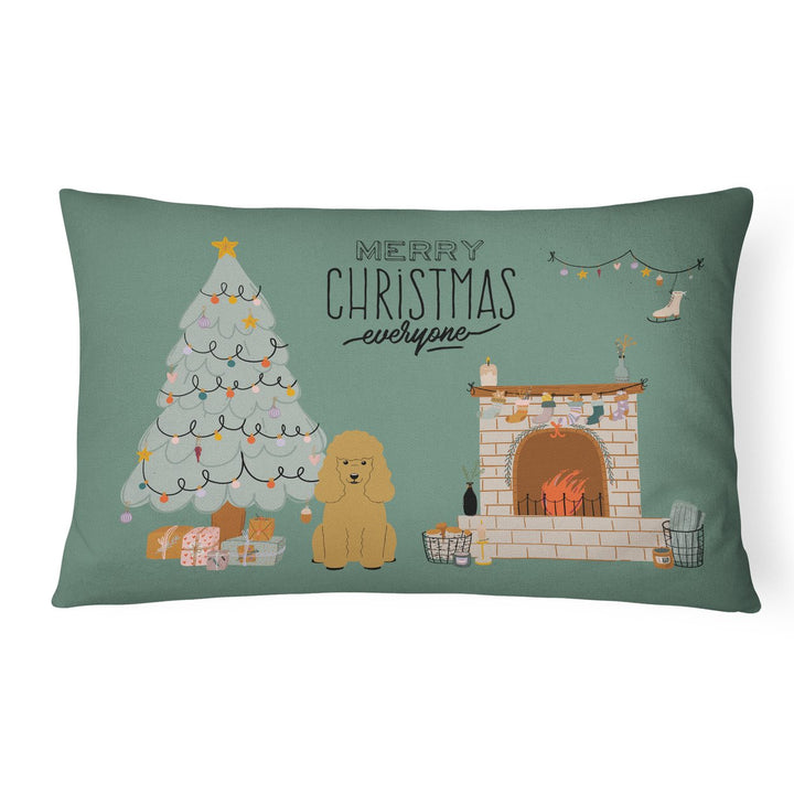 Tan Poodle Christmas Everyone Canvas Fabric Decorative Pillow Image 1