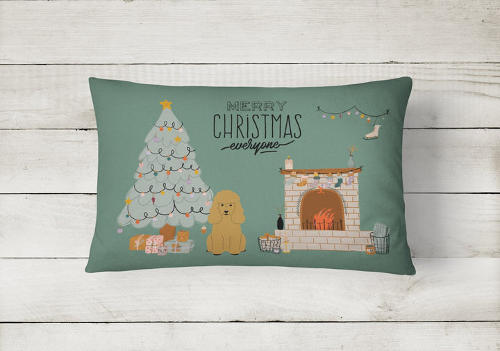 Tan Poodle Christmas Everyone Canvas Fabric Decorative Pillow Image 2