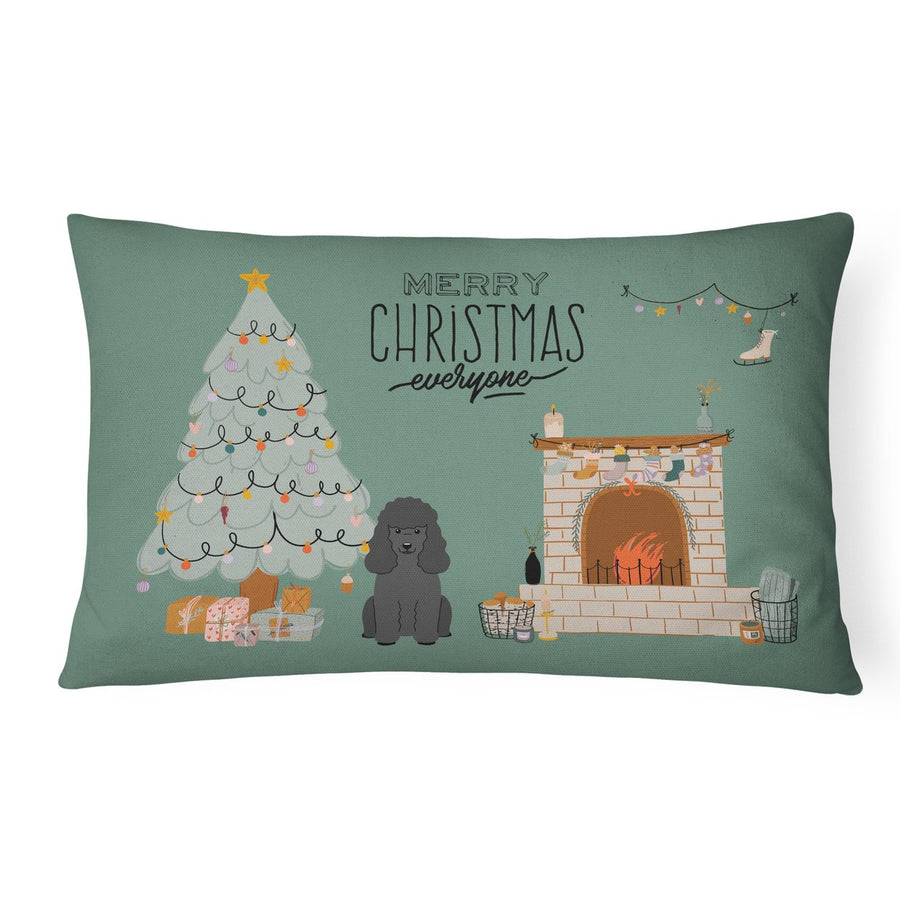 Black Poodle Christmas Everyone Canvas Fabric Decorative Pillow Image 1