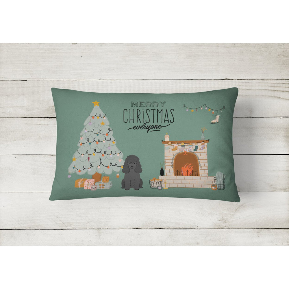 Black Poodle Christmas Everyone Canvas Fabric Decorative Pillow Image 2