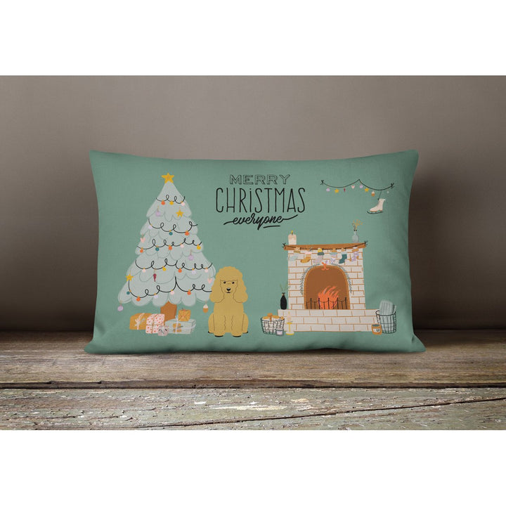 Tan Poodle Christmas Everyone Canvas Fabric Decorative Pillow Image 4