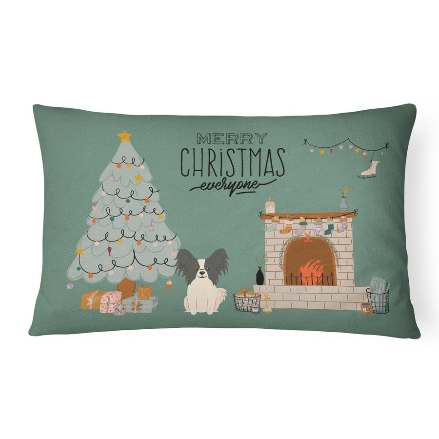 Black White Papillon Christmas Everyone Canvas Fabric Decorative Pillow Image 1