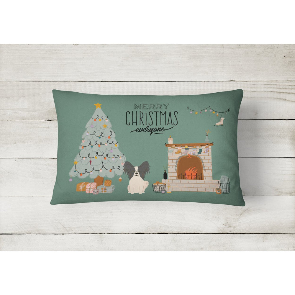 Black White Papillon Christmas Everyone Canvas Fabric Decorative Pillow Image 2