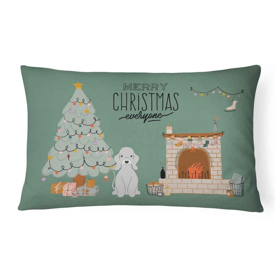 Blue Bedlington Terrier Christmas Everyone Canvas Fabric Decorative Pillow Image 1