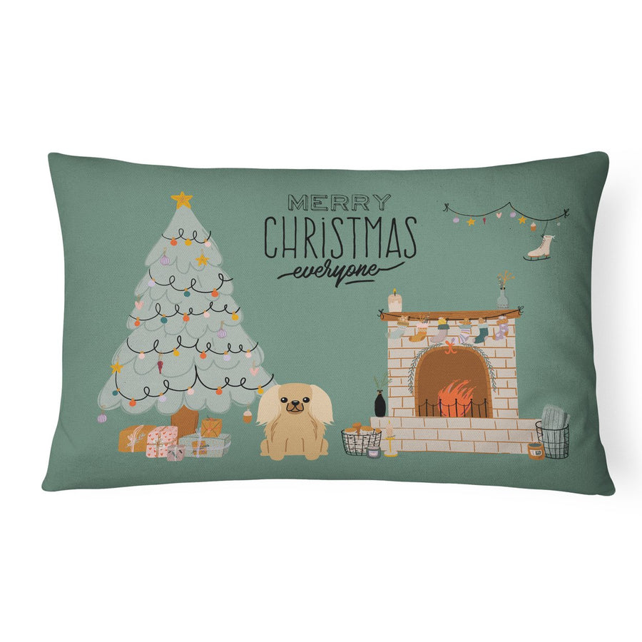 Fawn Sable Pekingese Christmas Everyone Canvas Fabric Decorative Pillow Image 1