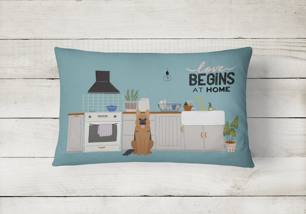 German Shepherd Kitchen Scene Canvas Fabric Decorative Pillow Image 2