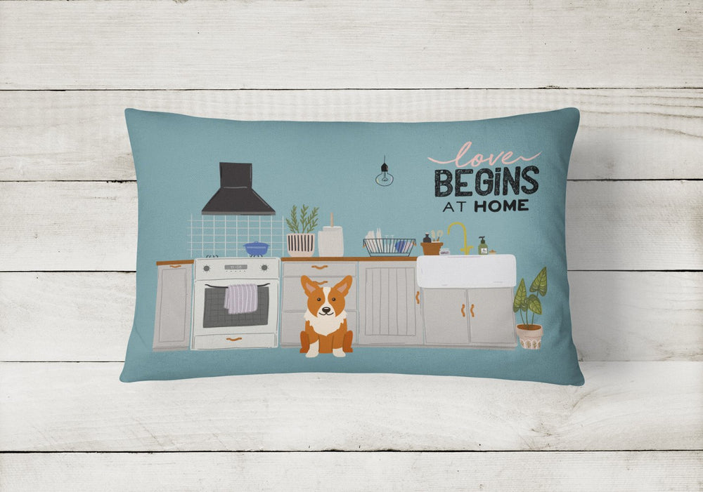 Corgi Kitchen Scene Canvas Fabric Decorative Pillow Image 2