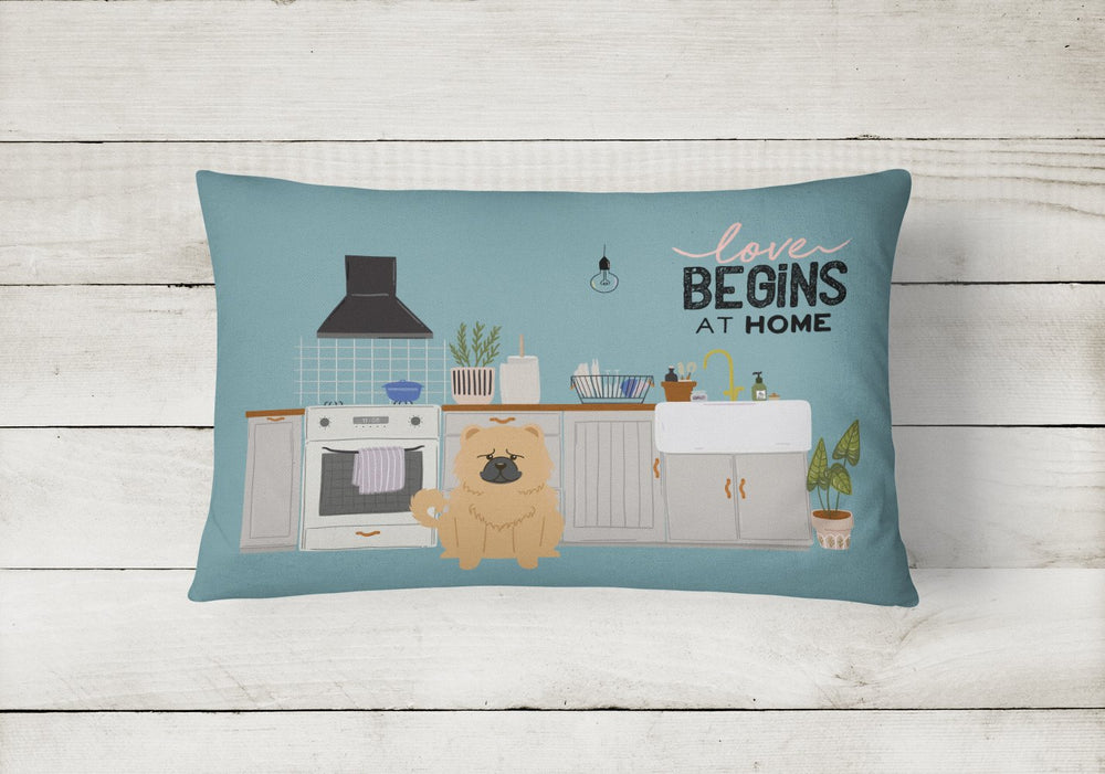 Cream Chow Chow Kitchen Scene Canvas Fabric Decorative Pillow Image 2