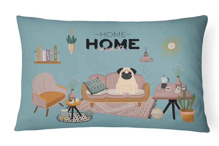 Fawn Pug Sweet Home Canvas Fabric Decorative Pillow Image 1