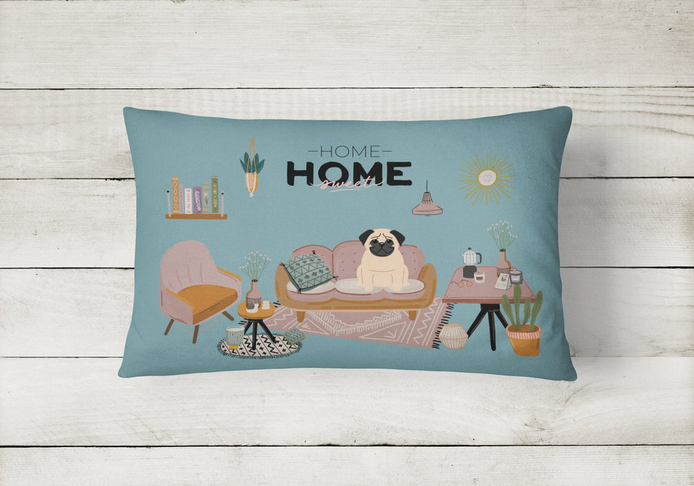 Fawn Pug Sweet Home Canvas Fabric Decorative Pillow Image 2