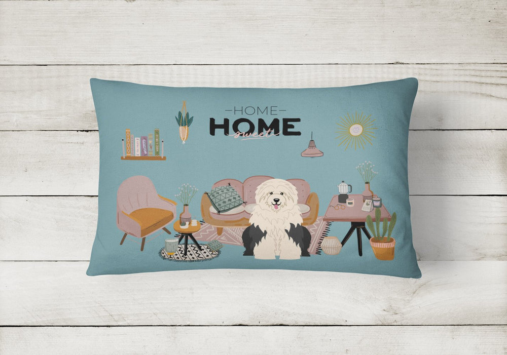 Old English Sheepdog Sweet Home Canvas Fabric Decorative Pillow Image 2