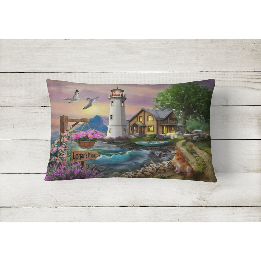 Logans Pointe Lighthouse Golden Retriever Canvas Fabric Decorative Pillow Image 2