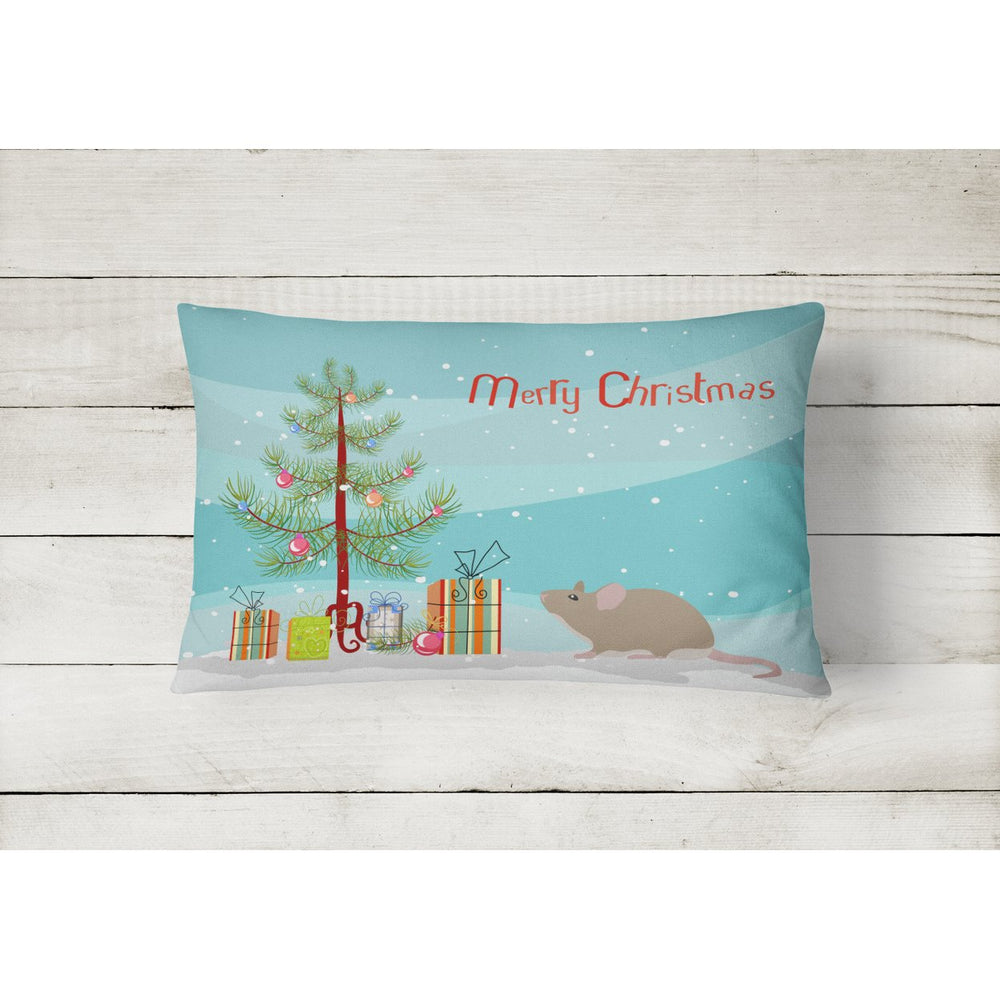 Grey Domestic Mouse Merry Christmas Canvas Fabric Decorative Pillow Image 2