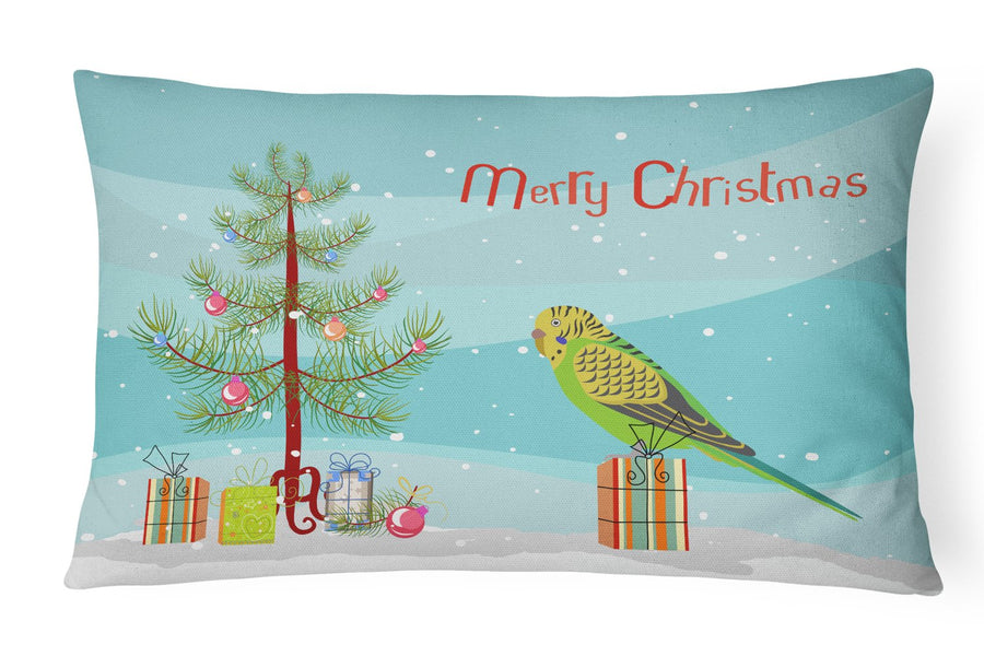 Budgerigar Merry Christmas Canvas Fabric Decorative Pillow Image 1