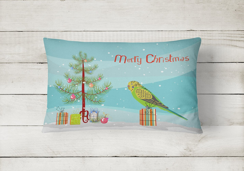 Budgerigar Merry Christmas Canvas Fabric Decorative Pillow Image 2