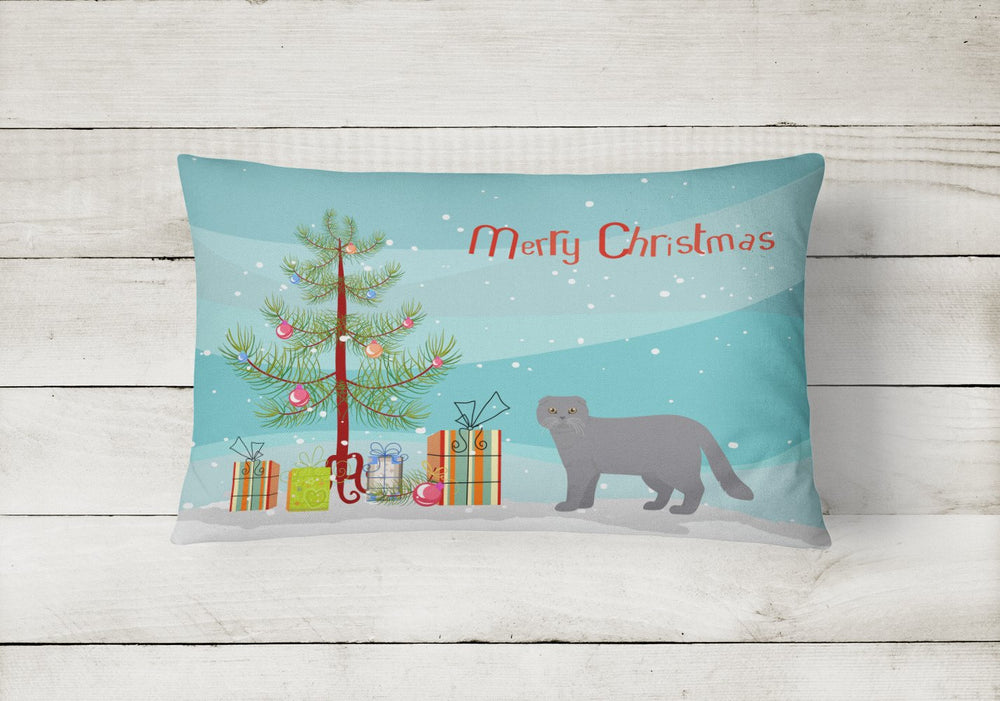 Scottish Fold Style 1 Cat Merry Christmas Canvas Fabric Decorative Pillow Image 2