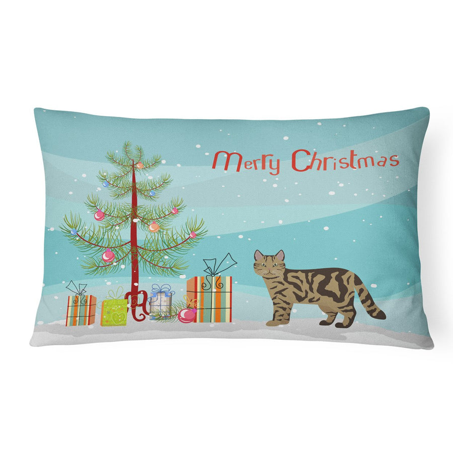 Scottish Straight Style 2 Cat Merry Christmas Canvas Fabric Decorative Pillow Image 1