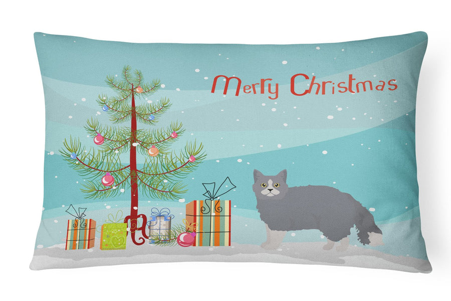 Selkirk Rex Style 1 Cat Merry Christmas Canvas Fabric Decorative Pillow Image 1