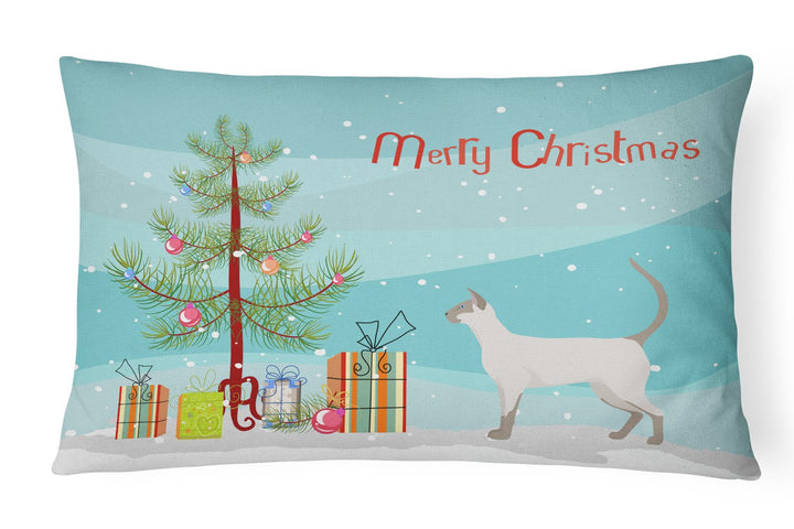 Siamese modern Style 1 Cat Merry Christmas Canvas Fabric Decorative Pillow Image 1