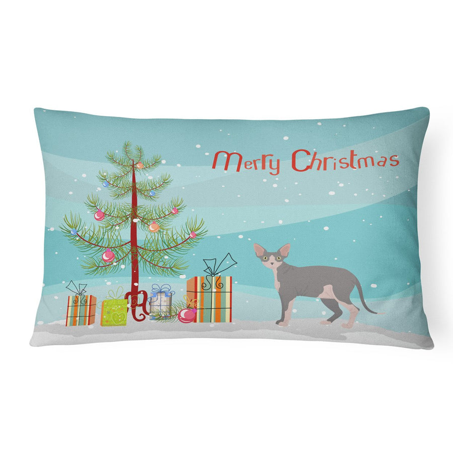 Sphynx Style 2 Cat Merry Christmas Canvas Fabric Decorative Pillow Image 1